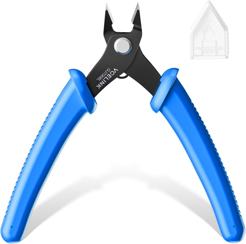 VCELINK Small Wire Cutter Spring-loaded GJ706BL, Precision Flush Cutter Pliers Diagonal Cutters for Electronics, Jewelry Making, Model Craft and 3D Printer, 5-Inch - Image 1